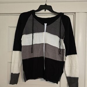 Striped Black and Gray Women's Sweater